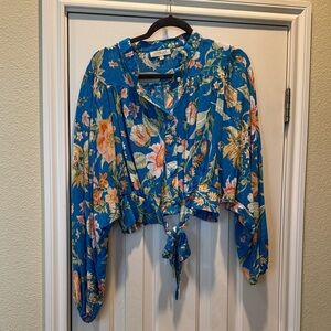 Rachel Zoe Blue Floral Blouse
